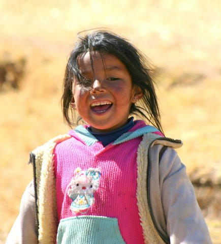 "Hope Grow Here" - We had the opportunity to stay in the barn of an Andean family. The farmer's daughter was the vision of hope. 