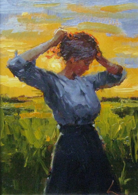 Linton, End of the Harvest, 7" x 5" Oil