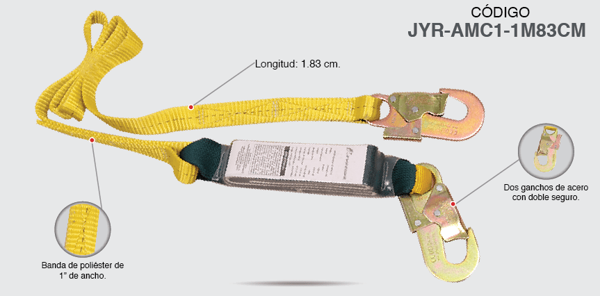 LINEA DE VIDA CON AMORTIGUADOR
Marca JYRSA
Modelo JYR-AMC1-1M83CM