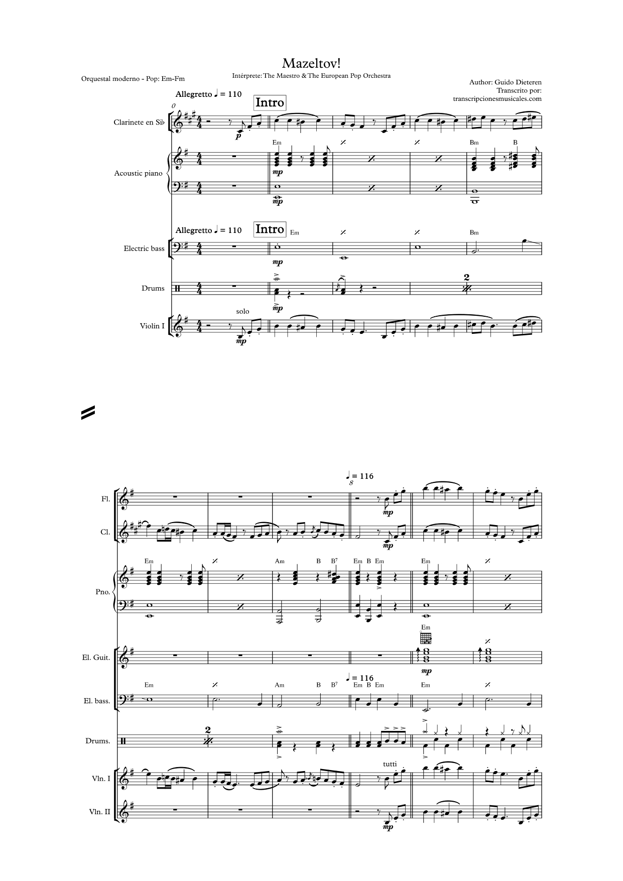 Mazeltov - partitura hoja 1
