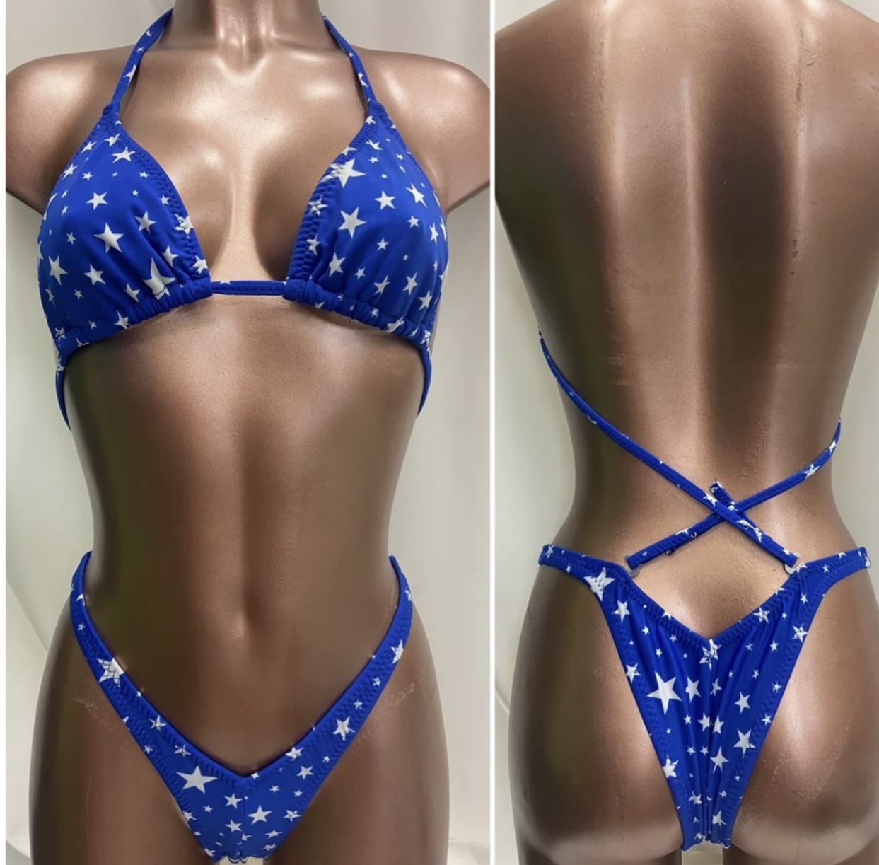 R6018
B+ slim cut 
Medium front
Xsmall back
Blue  with stars