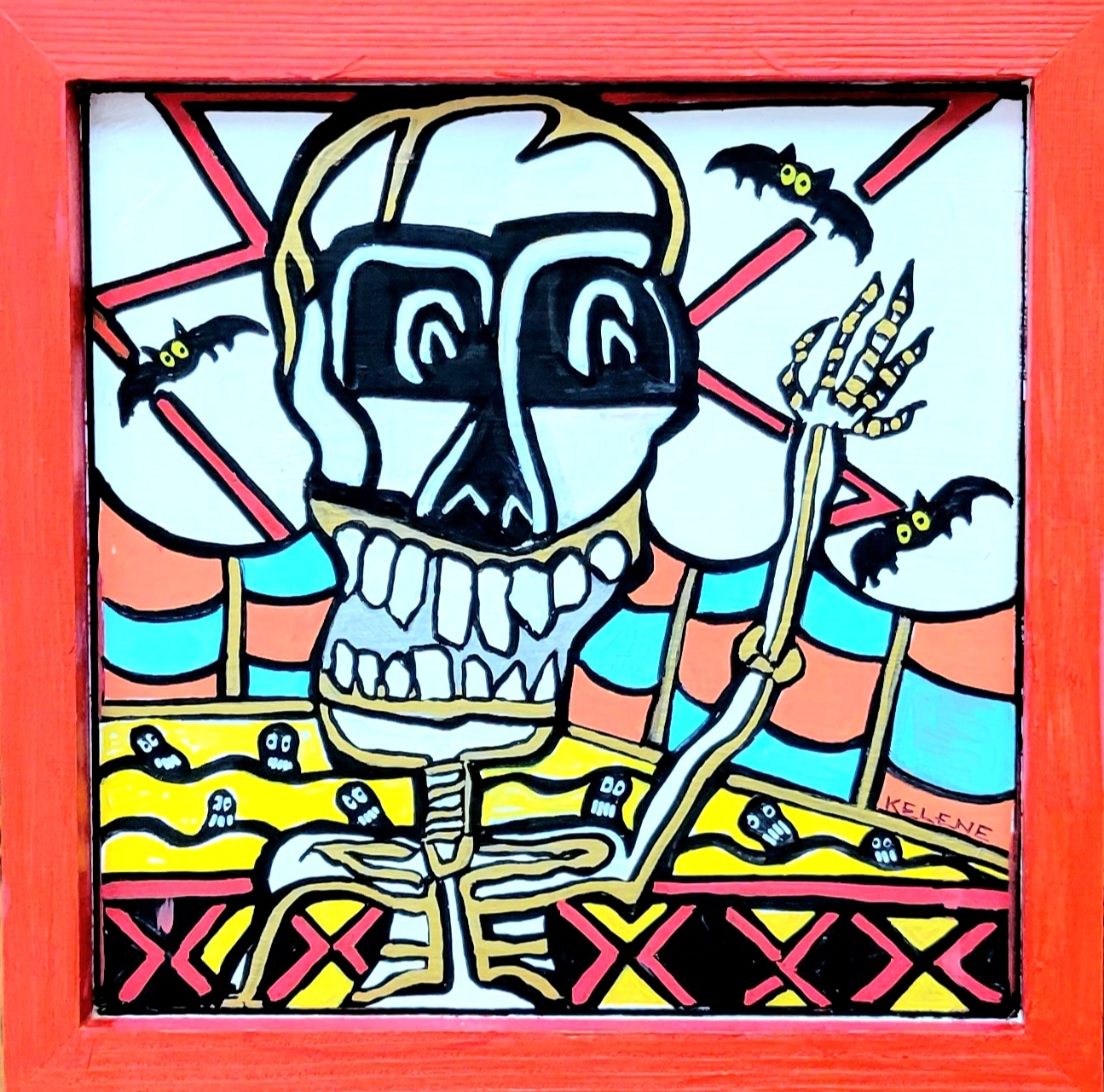 SOLD Title: Good Bye. 10 x 10 acrylic on wood 2022