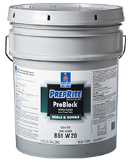 El primario PrepRite ProBlock, está formulado con resina acrilica-estirenada, ideal para ser aplicado en superficies resbaladizas y brillantes, puede ser aplicado a temperaturas hasta 1.6°C. Es un primario de secado rápido que puede ser recubierto con pinturas de látex, esmaltes alquidalicos, epóxicos y base agua.