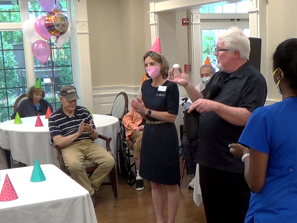 Chuck involves everyone in the magic. Chuck involves everyone in the magic.