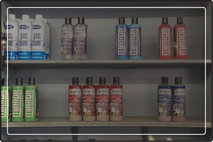 Truck Parts and Service Company’s display of truck cleaning supplies.