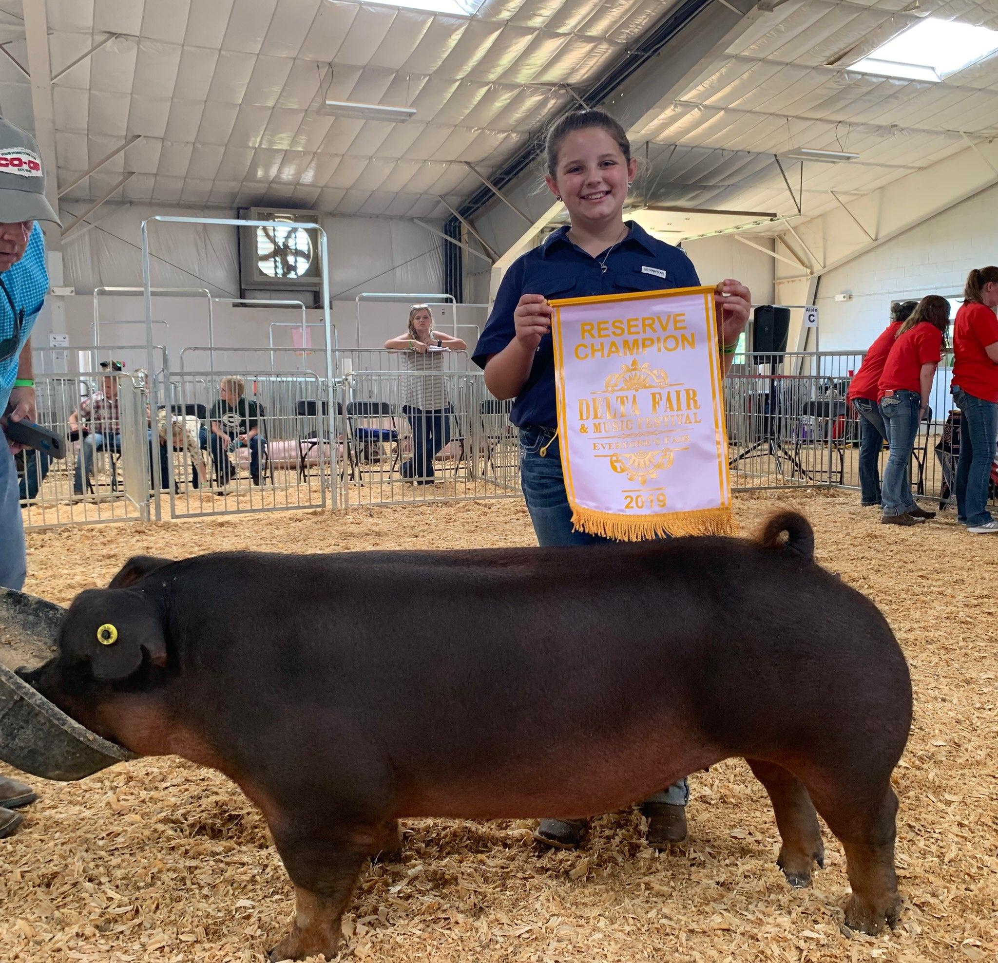 Ann Thomas Lowery
2019 Delta Fair & Music Festival
Reserve Champion Duroc Gilt
(Day 2)