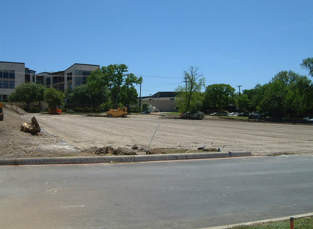 Smoothed lot in preparation for paving.