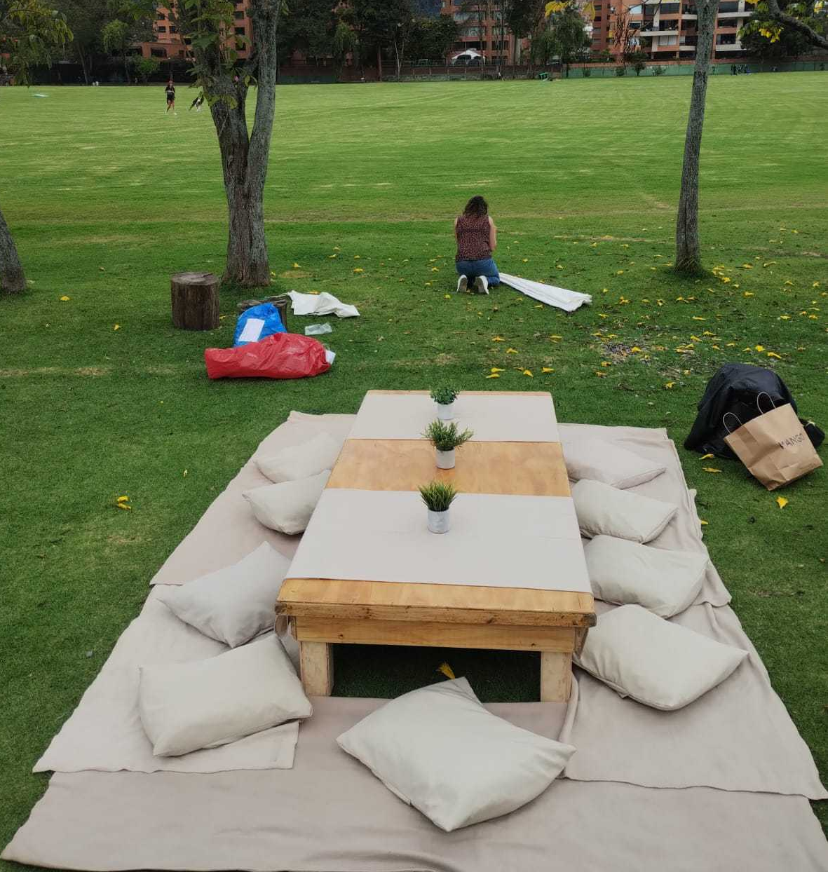1 Mesa Rectangular color Madera
2.20m x 1.04 por 90.000
10 cojines 50.000
6 Mantas 25.000
2 Camino de Mesa 20.000
Precio Combo
Alquiler $ 160.00