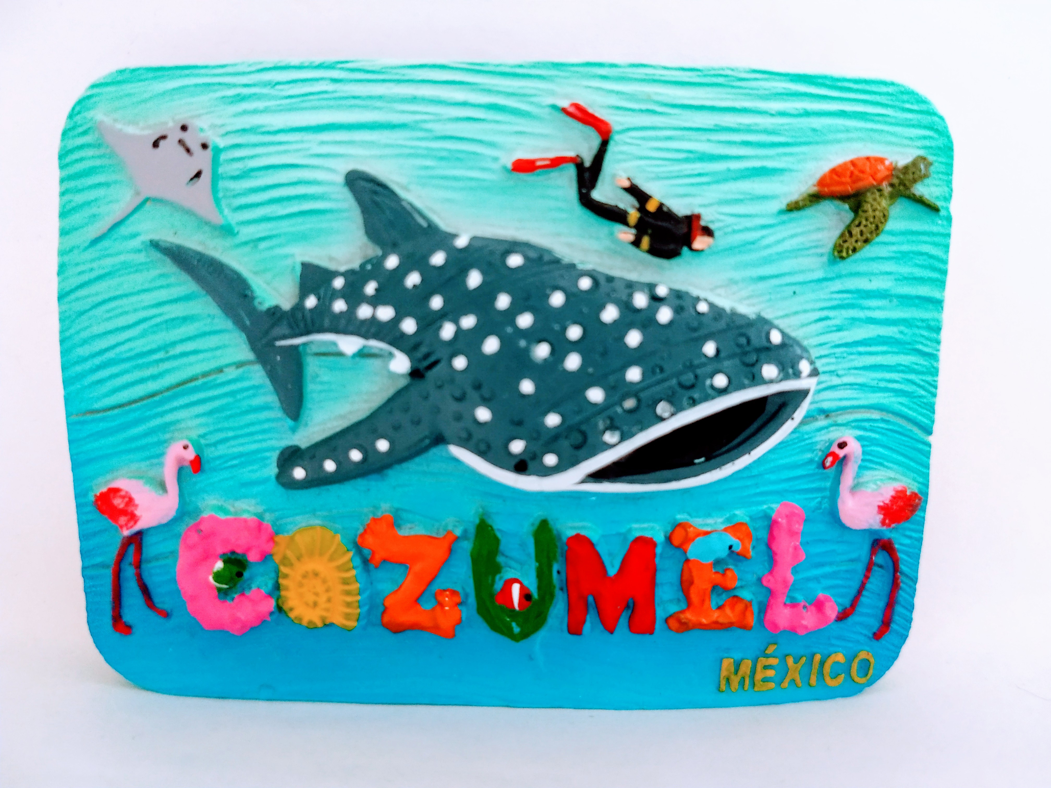 IMÁN DE RESINA COZUMEL
 PINTADO A MANO
8cm Ancho
6cm Alto