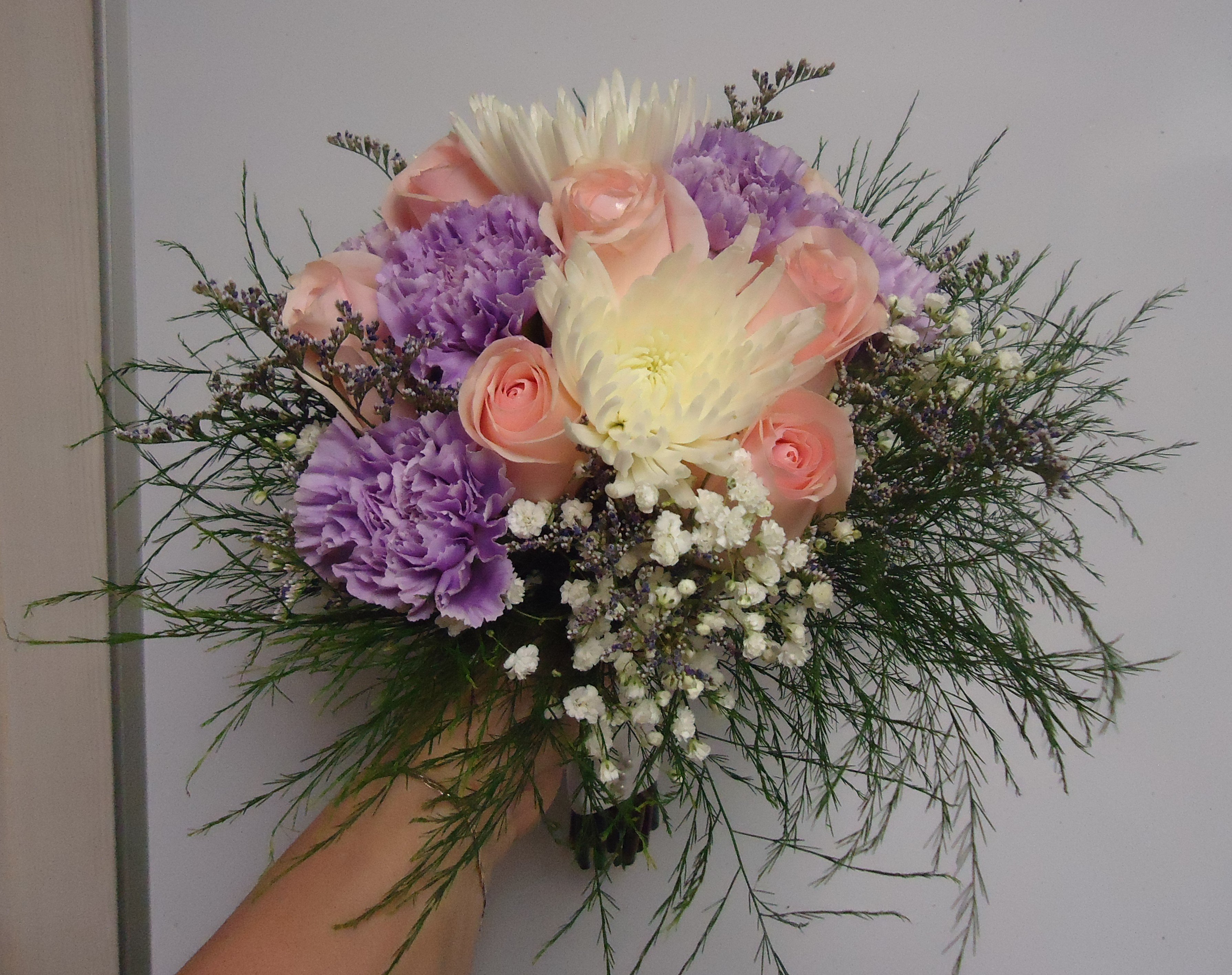 &quot;Fresh&quot; Handtied Bouquet
(Pastels-Pink, Lavender &amp; White)
$150.00