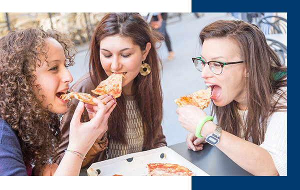 Girls Eating Pizza