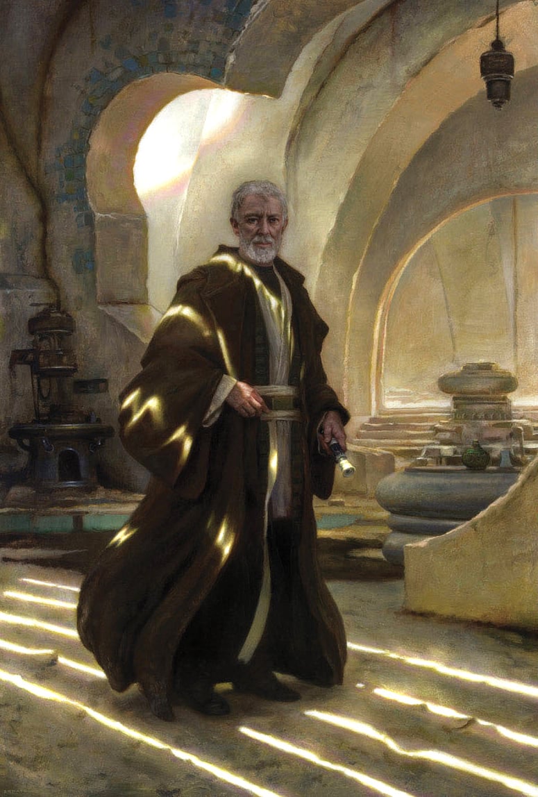 Obi-wan Kenobi
48" x 36"  Oil on Panel  2008
created for a special book and print project with Lucas Film
collection of George Lucas