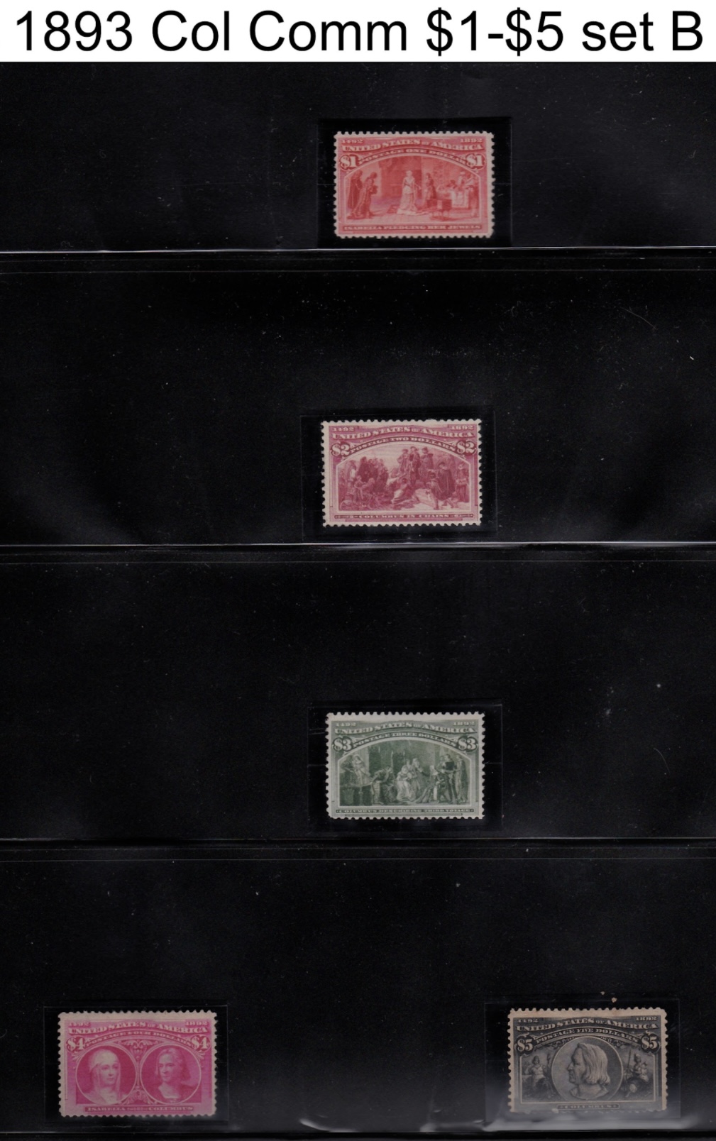 1893 Columbian Comm $1-$5 Set B