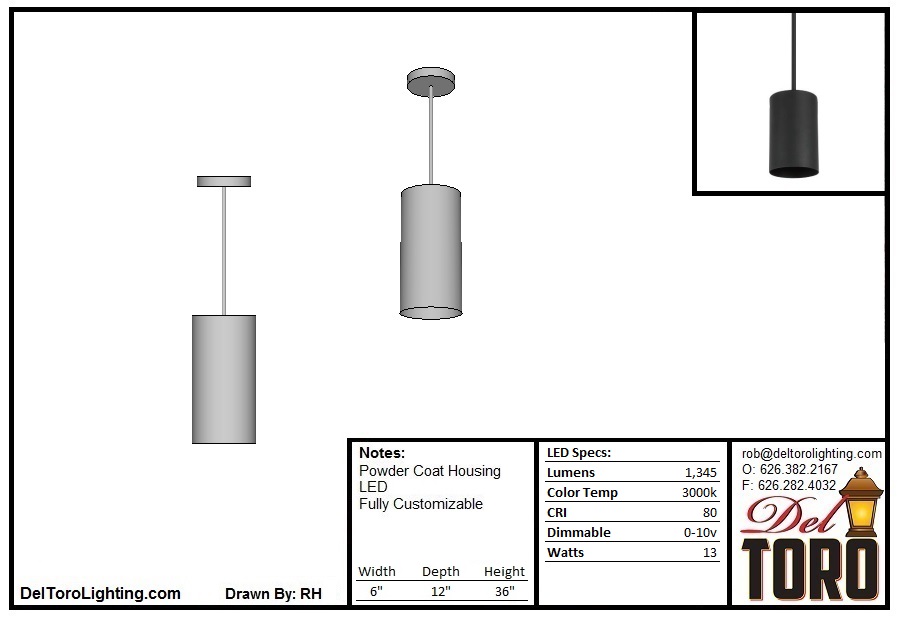 500P-Metal Cylinder Pendant