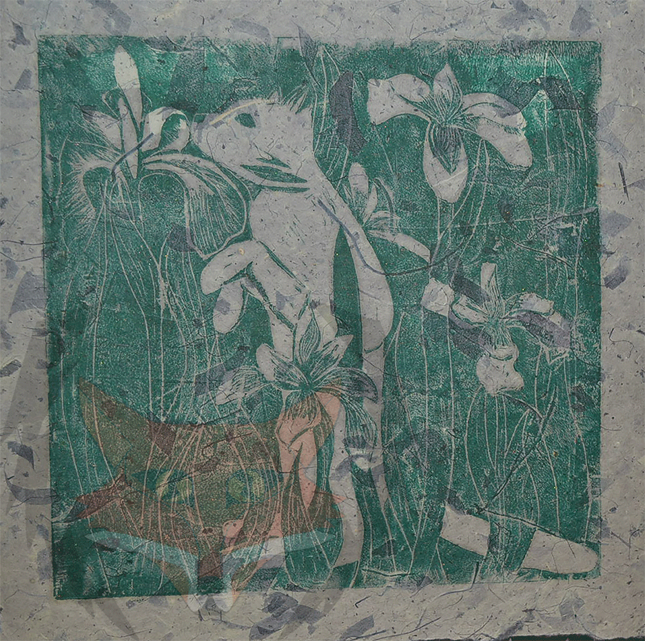 Cat With Irises Print