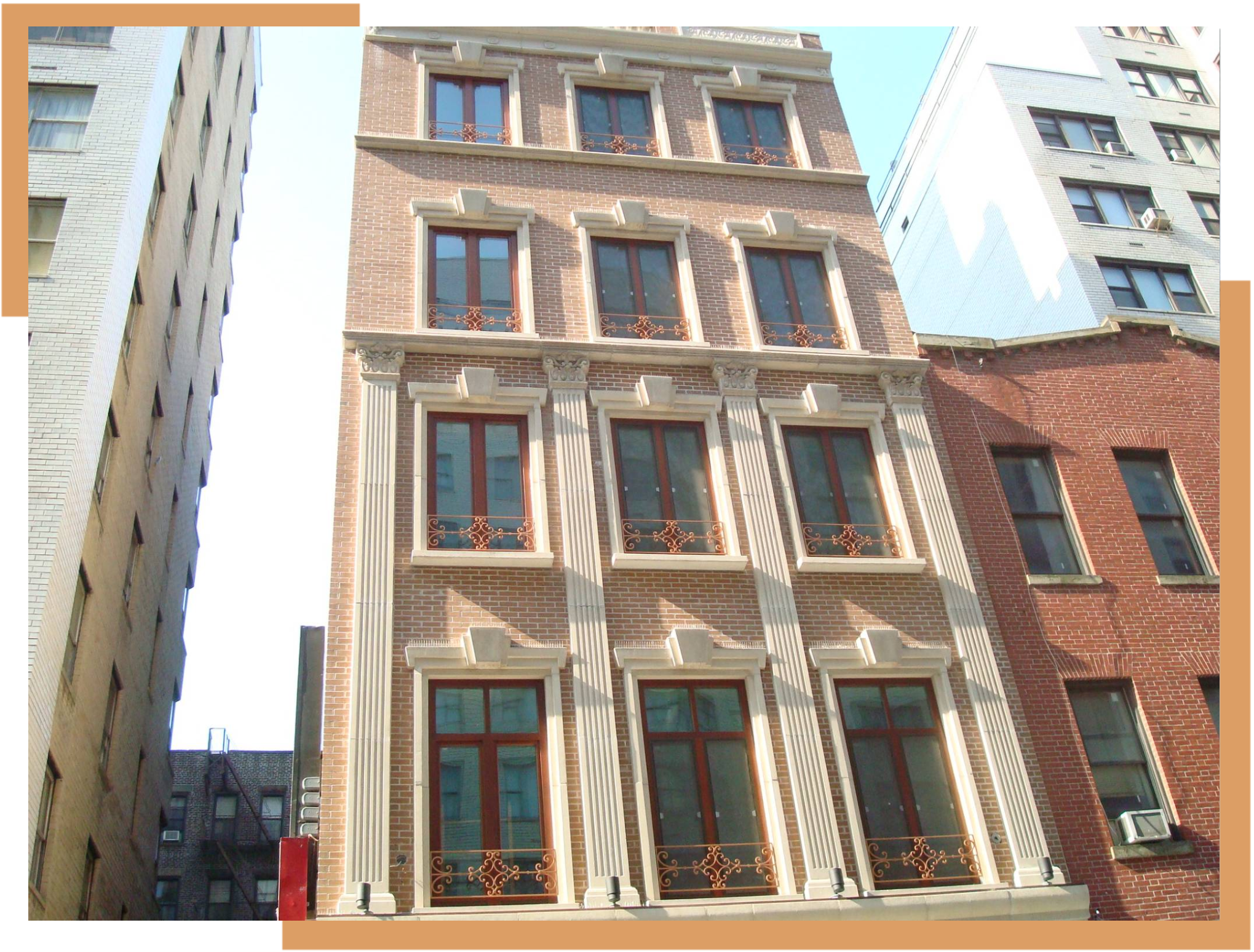 Tall four story home with  windows

