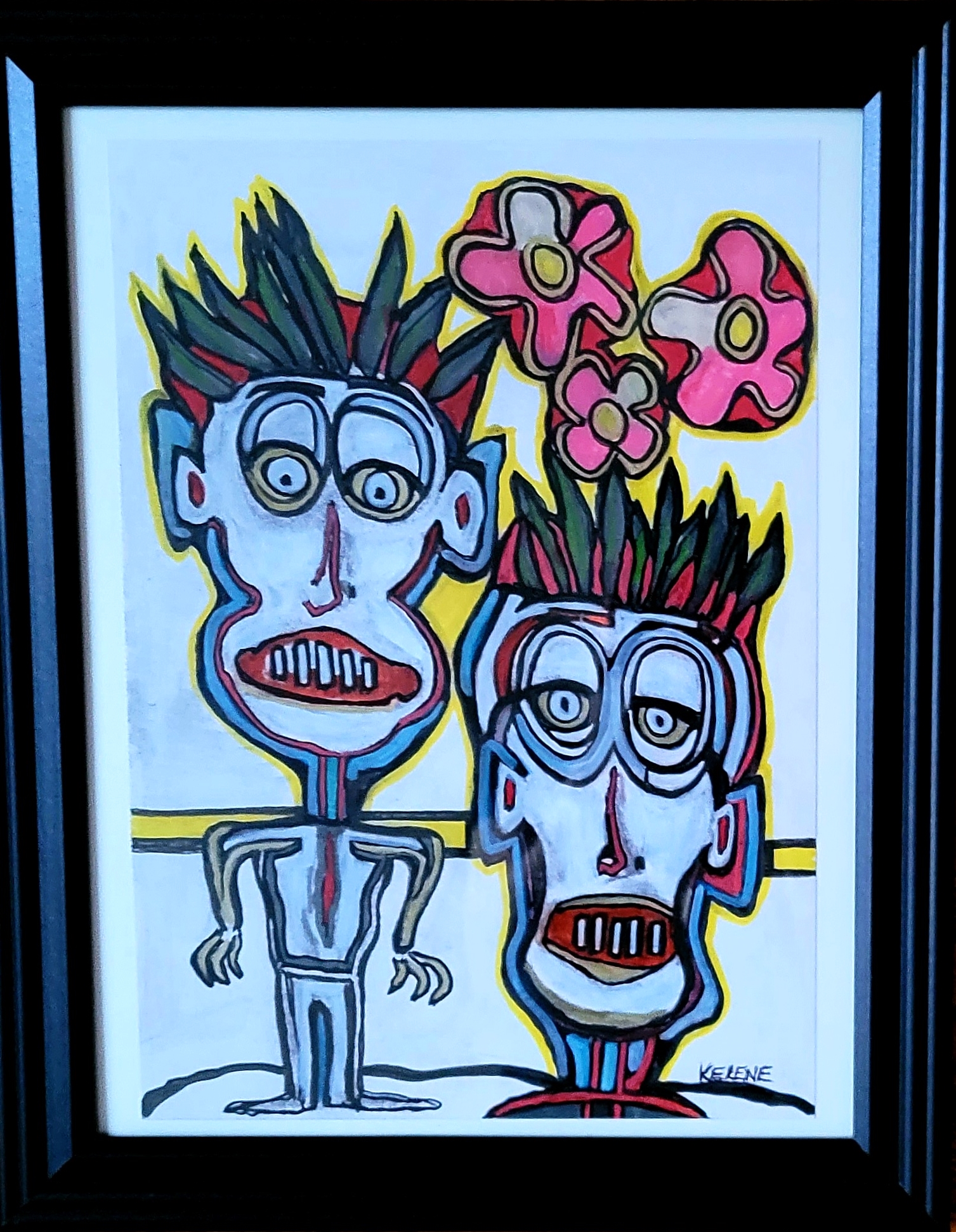 Title Veggie Lovers. 12 x 14. Pen and pencil on paper. Framed 2022 Artwork copyrighted. $120.00 framed