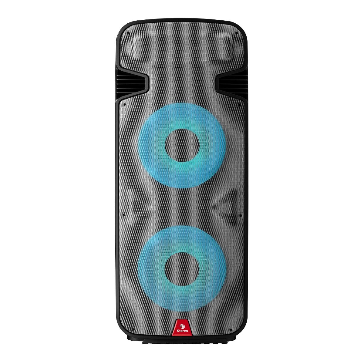 Bafle doble de 15" 6,000 W PMPO profesional Bluetooth* con luz LED
• 6,000 W PMPO con doble woofer de 15” c/u
• Bluetooth para reproducir desde tu celular o laptop
• Luces LED en los woofer que prenden la fiesta
• Crossover de medios y graves para ecualizar a tu gusto
• Reproduce MP3 por microSD o USB
• Entradas 6.3 mm o Cannon (XLR) para micrófono
• Entrada AUX RCA
• Incluye control remoto
• Incorpora llantas para fácil transportación
• Dimensiones: 112 cm de altura x 45 cm de ancho x 36 cm de profundidad