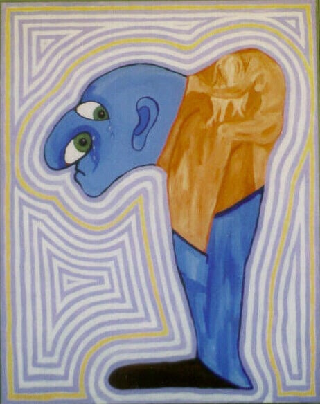 Ap-007 SELF PORTRAIT 60 in x 48 in Acrylic on Canvas 1971 artist collection