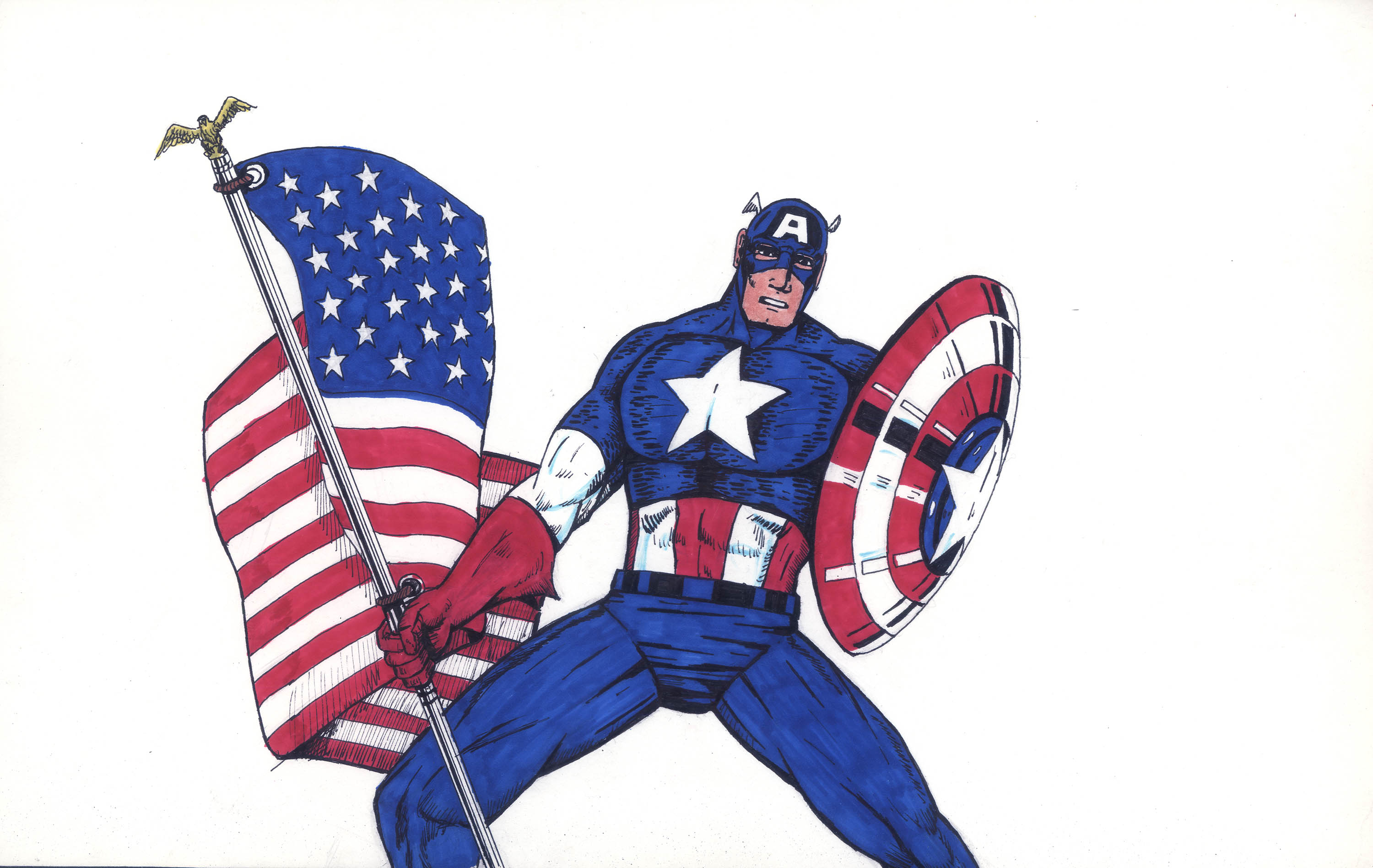 Captain America
11" x 14"  Ink and Watercolor on Paper 1983