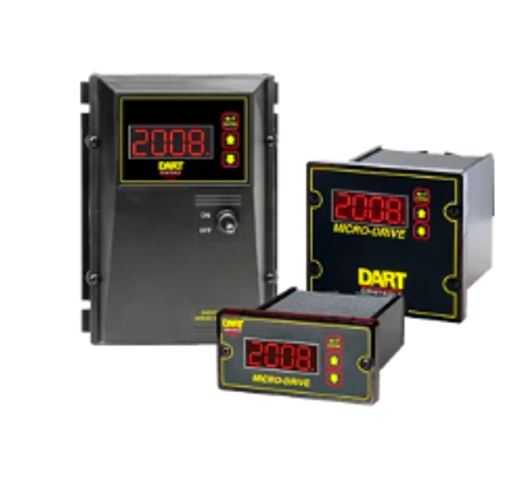 Digital tachometer display panel showing 2008 with control buttons, branded as Dart Controls ACCU-SET plus.