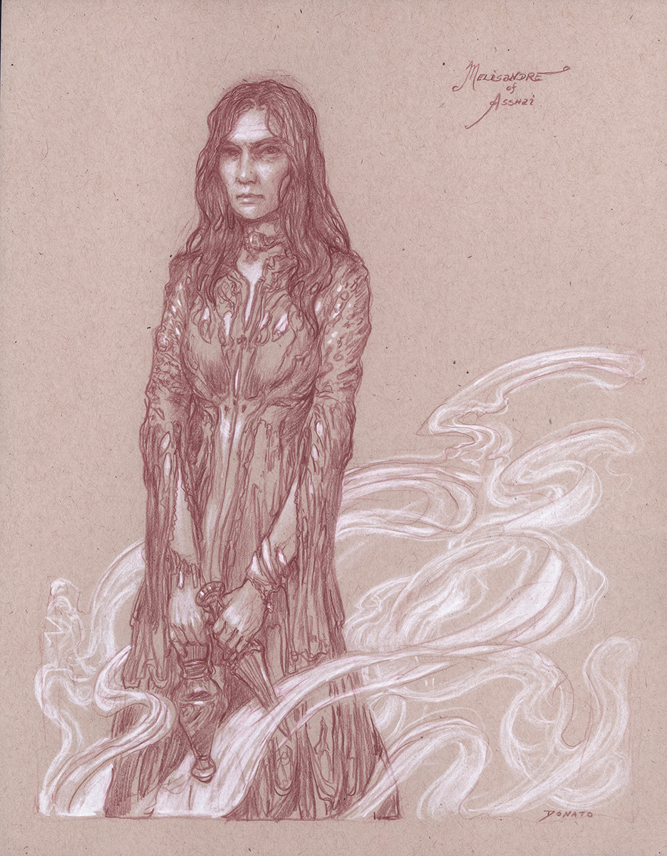 Melisandre of Asshai
14" x 11"  Watercolor and chalk on toned paper
private collection