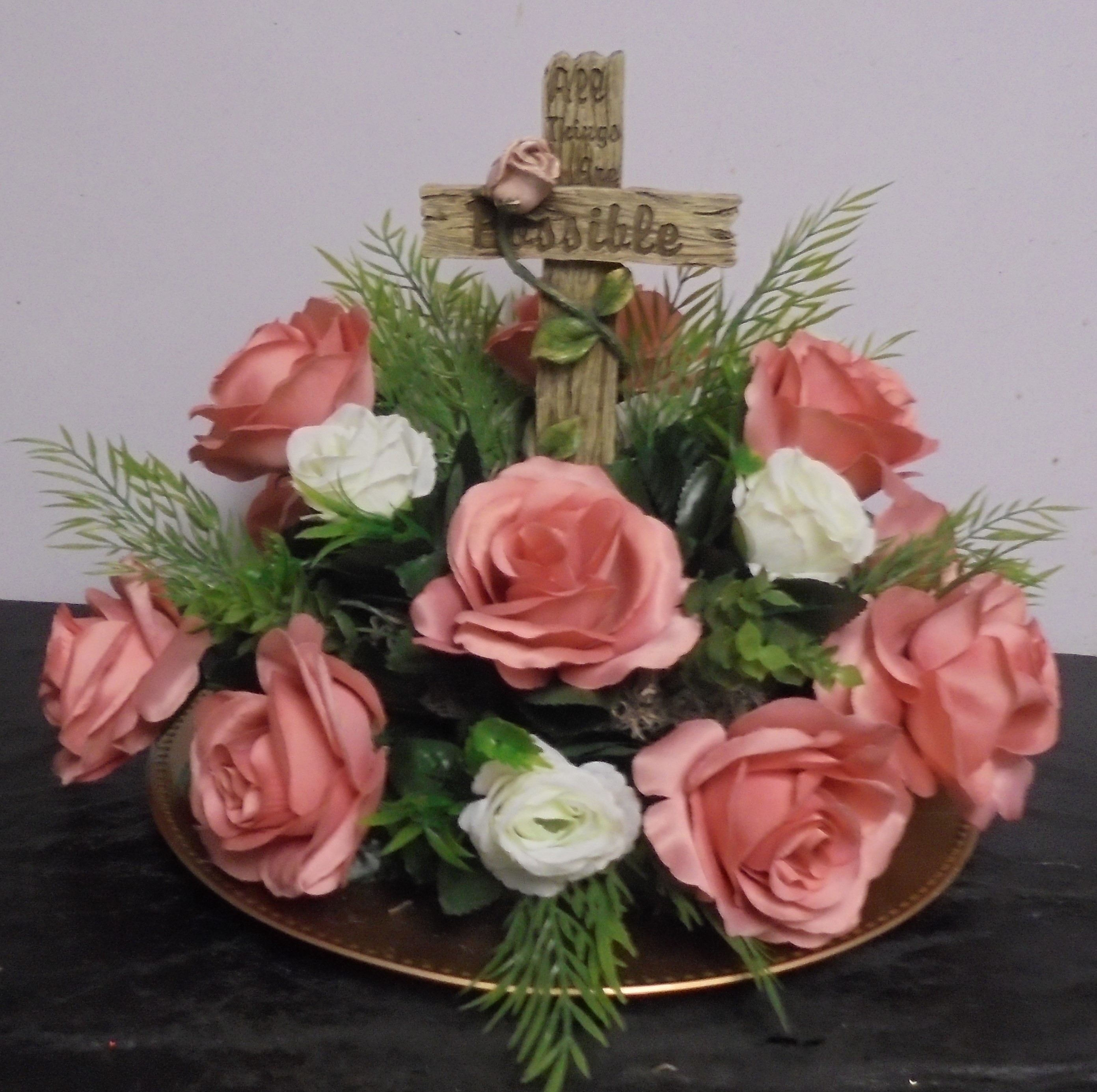 (36) "Silk" Cross Arrangement
(Mauve Pink)
$50.00