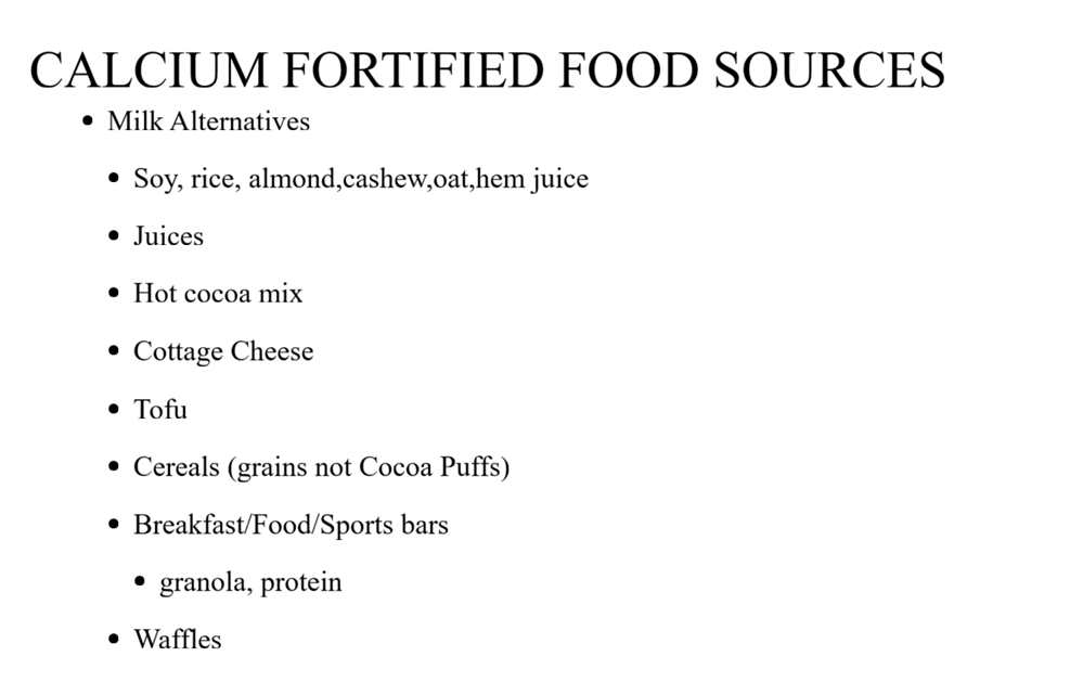 Calcium from FOOD Calcium from FOOD
