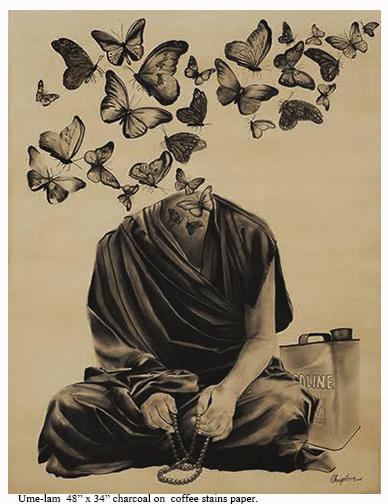 Ume Lam, charcoal on paper, 48X34 inches