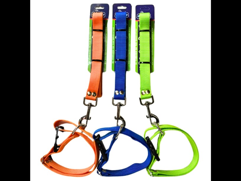 BON08 - CORREA CON COLLAR
 DE NYLON Y HERRAJE REFORZADO,
 CINTA 1"