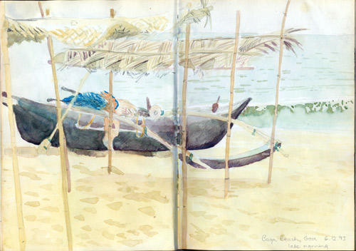 Baga Beach Boat (Pencil and watercolour)