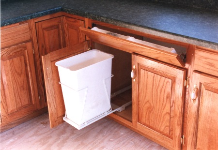 Slide Out Trash Can and Flip Trays