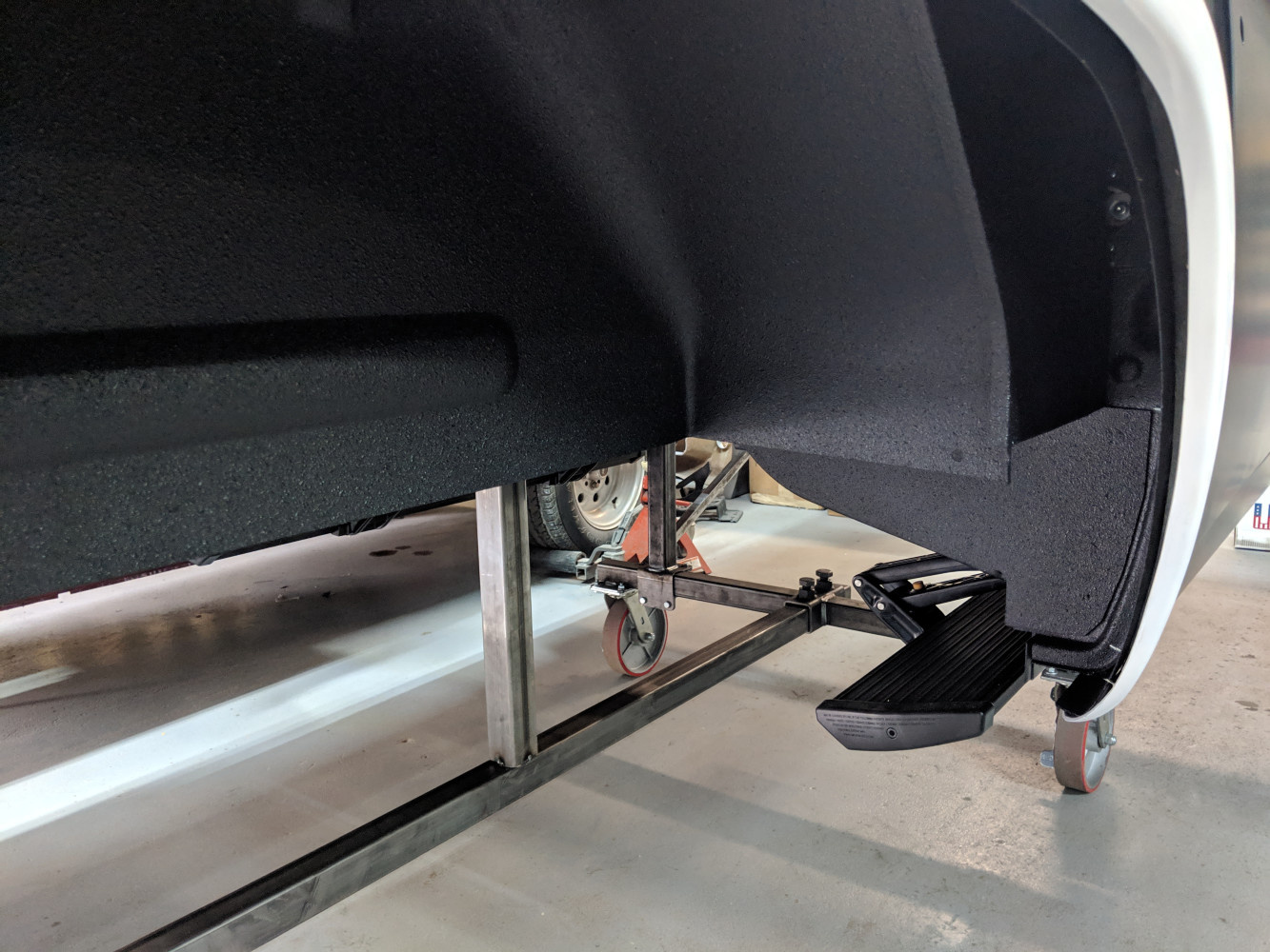 Inner wheel tubs have bed liner coating