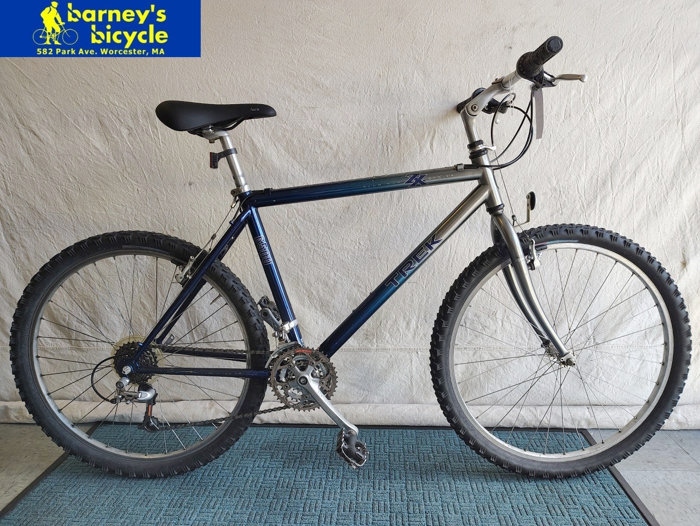 Trek 6500
Wheel Size: 26"/ Frame Size:19.5"
Rider Height: 5'9-6'  
Speeds: 21spd
Price: $419.00 (Pro Tuned)
