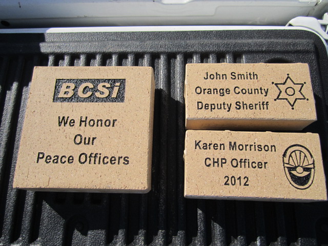 Engraved bricks for walkways.