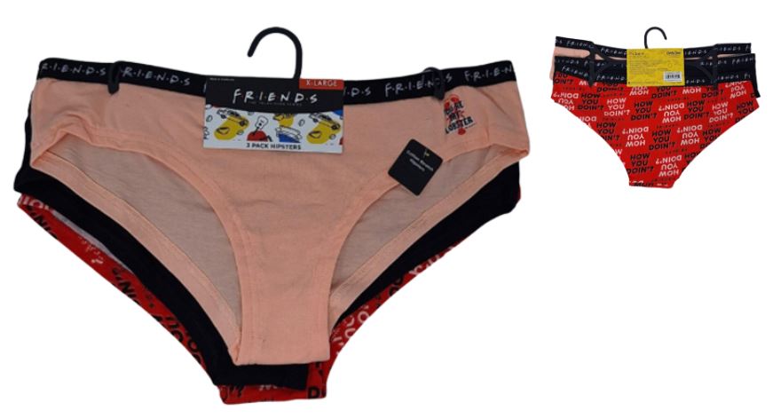 43UJ098WIHZAP
3PK LADIES UNDERWEAR 
FRIENDS
PLUS SIZES
UPC 193159162924
36 CS/PACK
