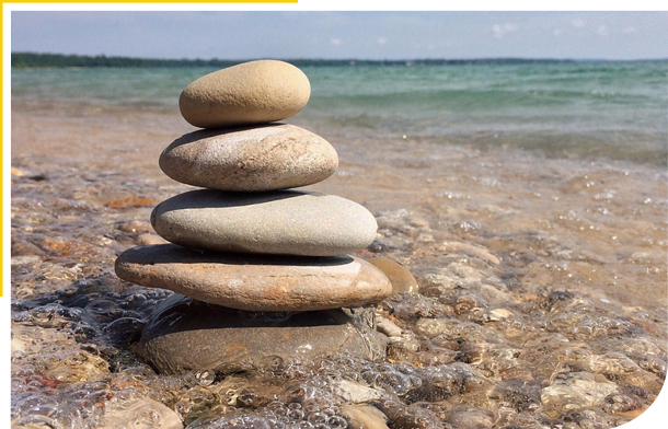 Rocks stacked on a shoreline