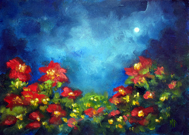 Night Blooms ~ 5" x 7"  Oil on Panel   SOLD