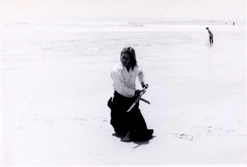 Power Sensei practicing kata on Anastasia Island beach, St. Augustine, FL while a student at Flagler College in 1972.