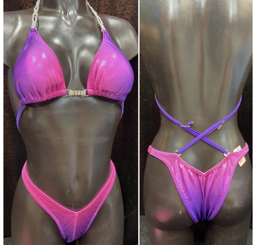 P5012 
$125
B sliding top with connectors
Medium front / small back 
Purple/pink frost 