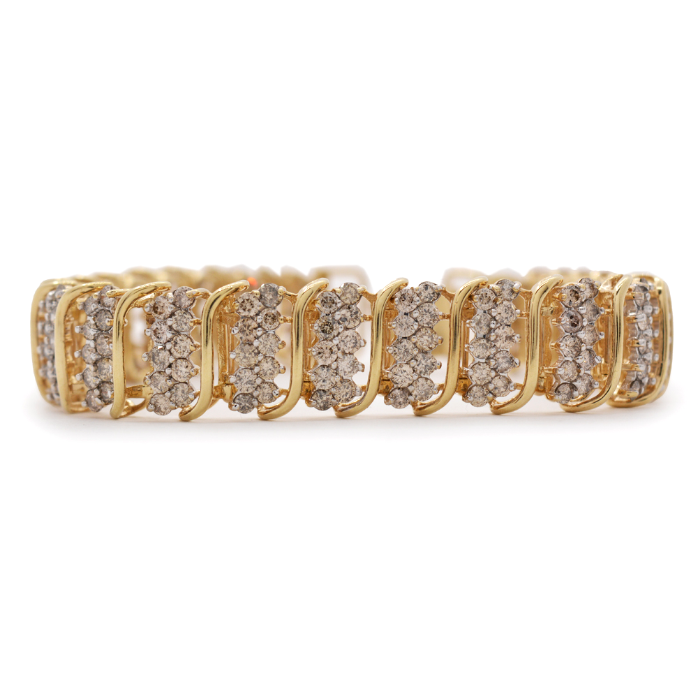 10K YELLOW GOLD 7.20CTW TOP LIGHT BROWN 8" BRACELET