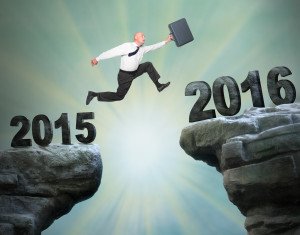 Businessman jumps to The New Year 2016 Businessman jumps to The New Year 2016