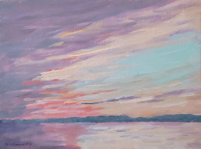 Schmidt, Sunset, Maine Coast, 9x12 Oil