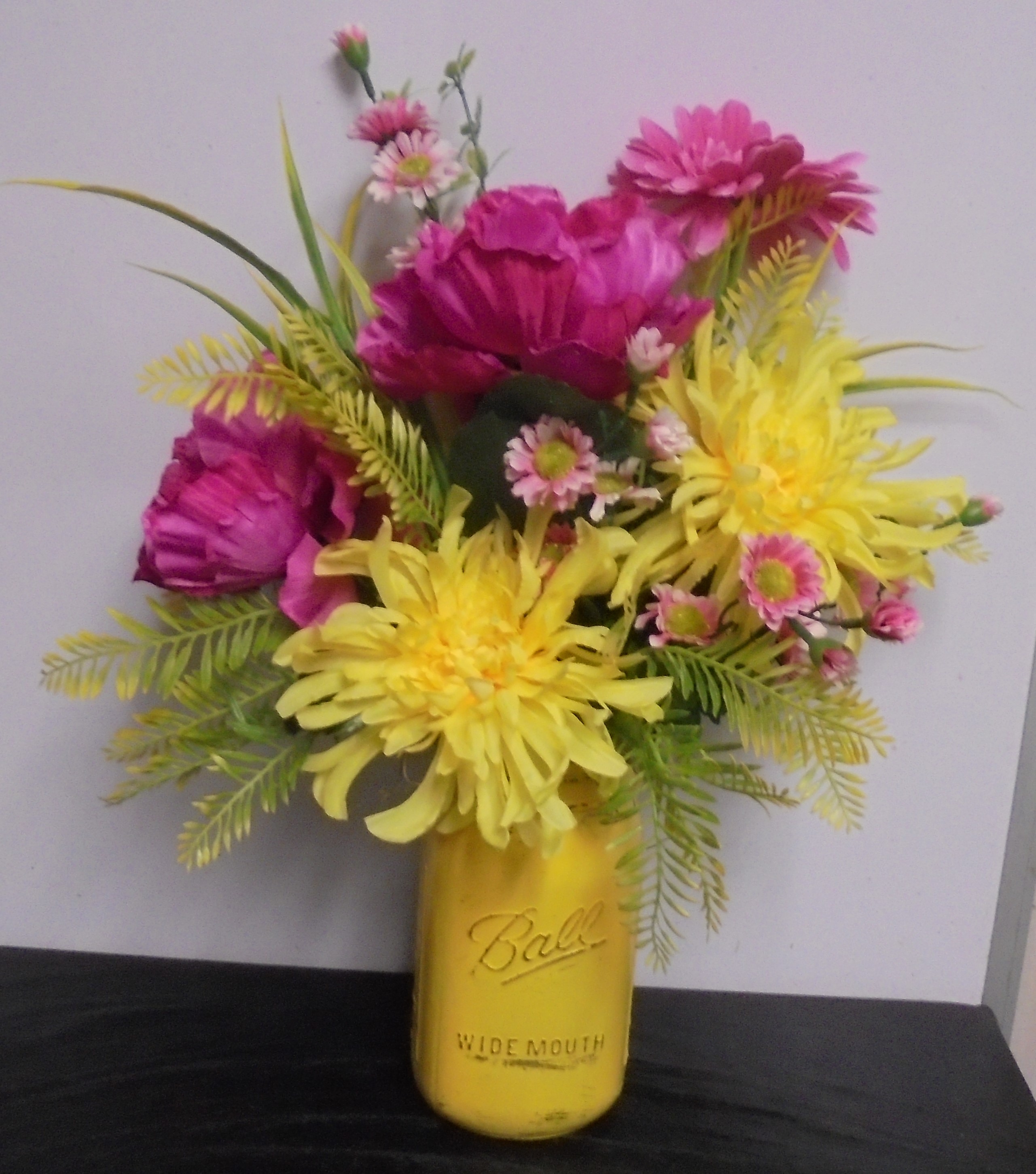 (1B) " Silk" Vase Arrangement
(Yellow & Pink)
$35.00
