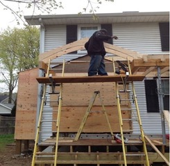 First phase of framing bump out for closet, foyer, and farmers porch as required