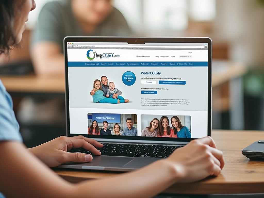 Person browsing a family-oriented website on a laptop in a cozy setting.