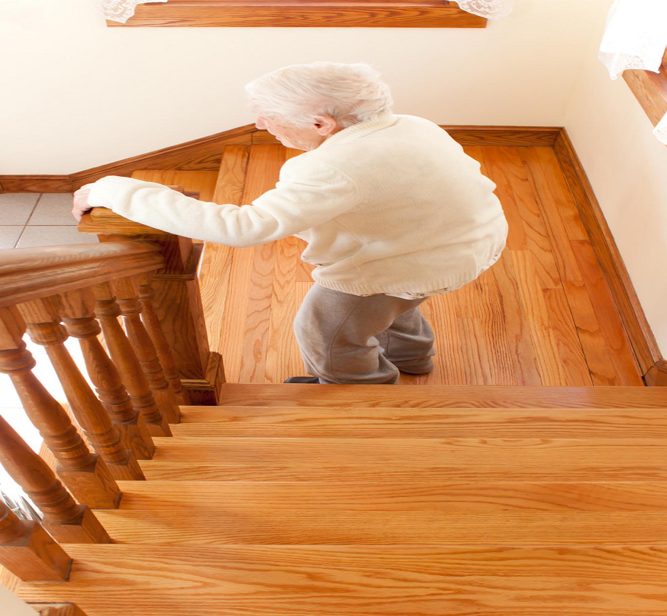 Old Person going Down From Stairs