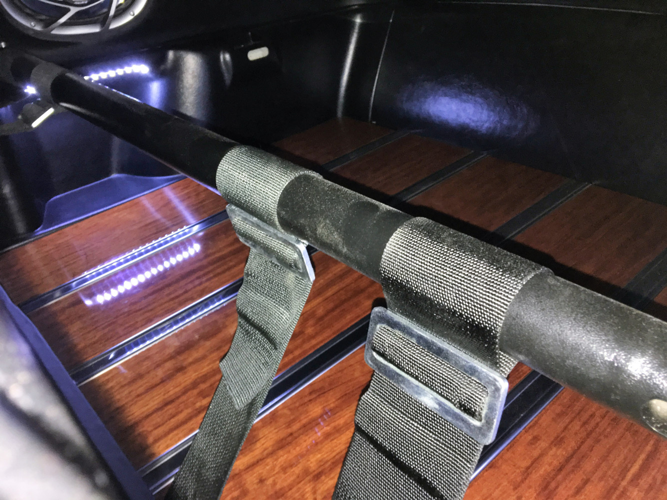 Rear wood deck with hidden 2 sub woofers