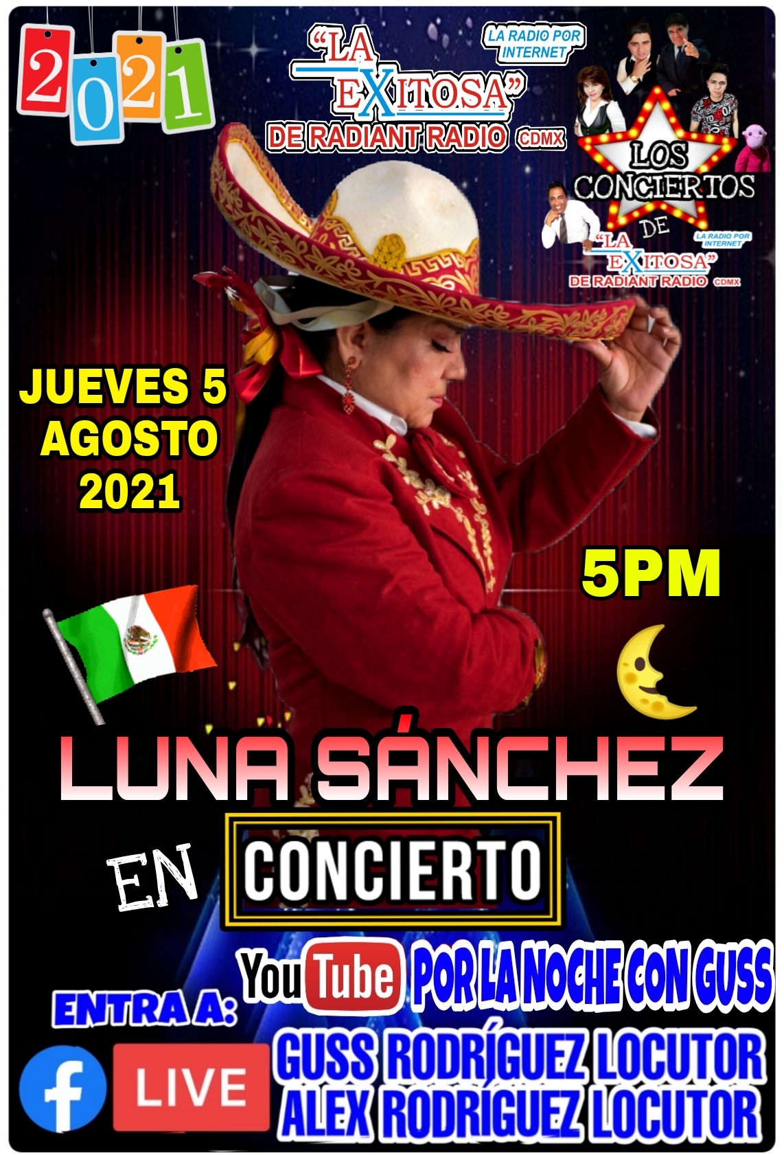 Luna sanchez en concierto la exitosa de radiantv mexico 5pm jueves 5 agosto 2021 