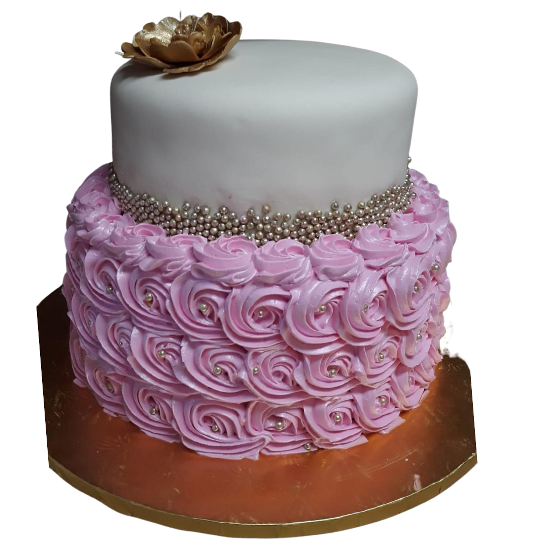 white and pink cake 